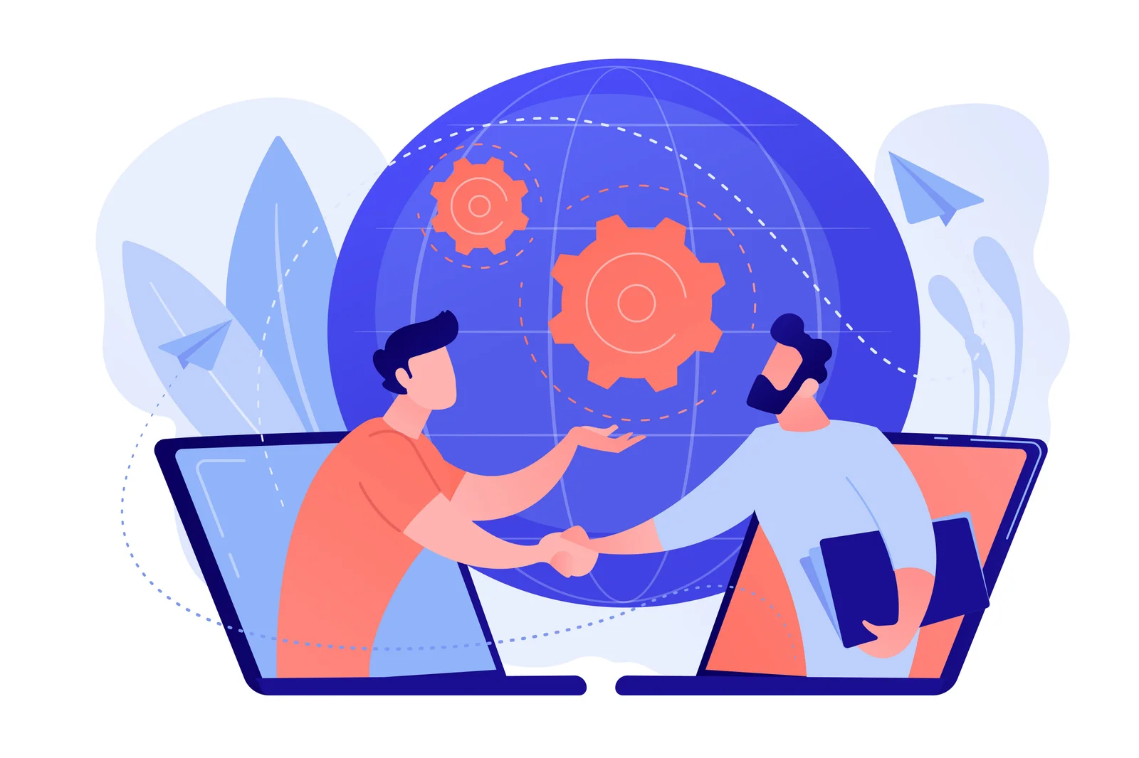 Ilustrace obchodní spolupráce a propojení partnerských služeb