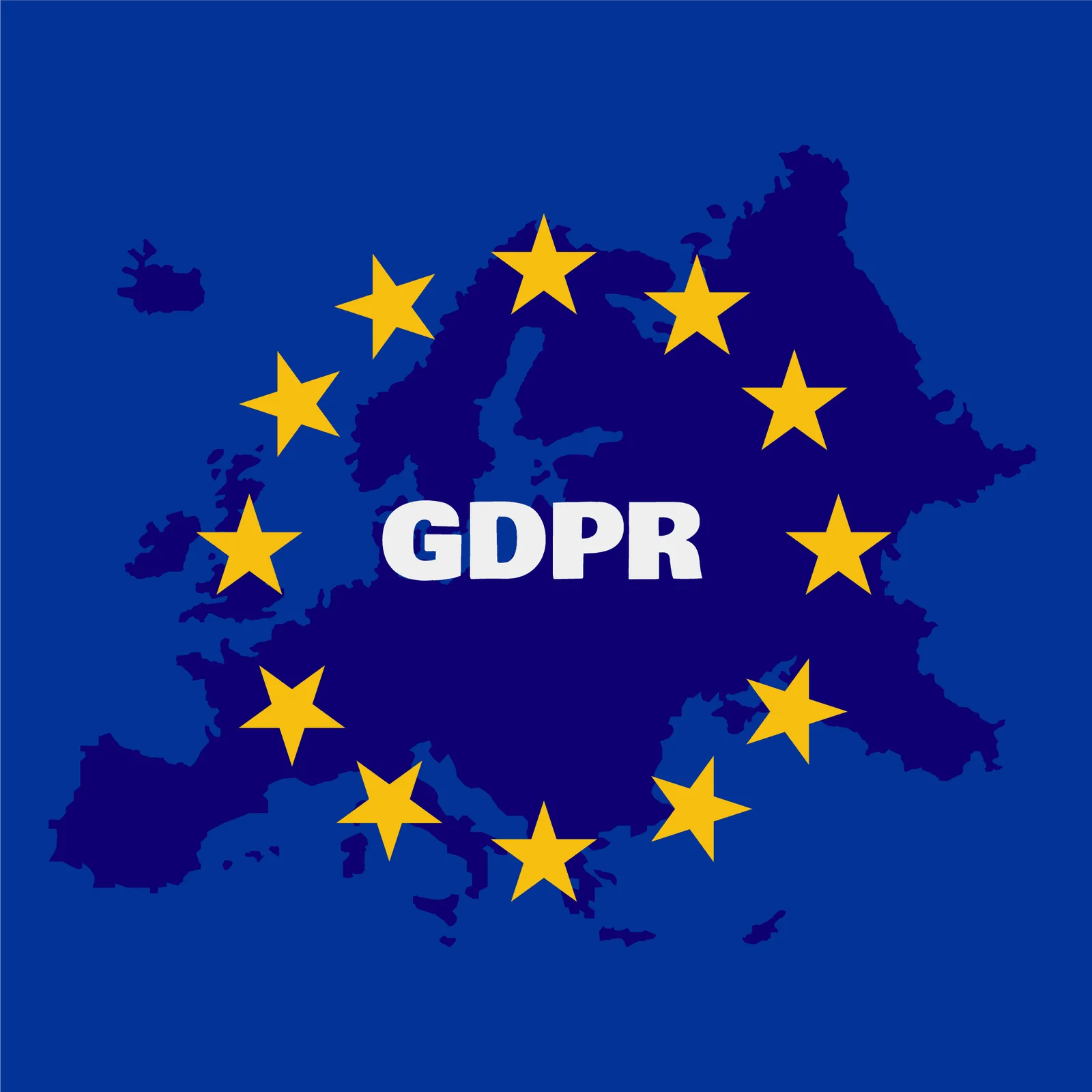 GDPR na mapě Evropské unie se žlutými hvězdami