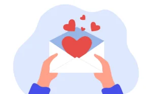 Ilustrace valentýnského e-mailu s červenými srdci