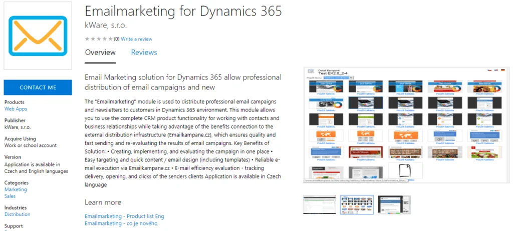 E-mailingový doplněk pro Microsoft Dynamics 365 v AppSource