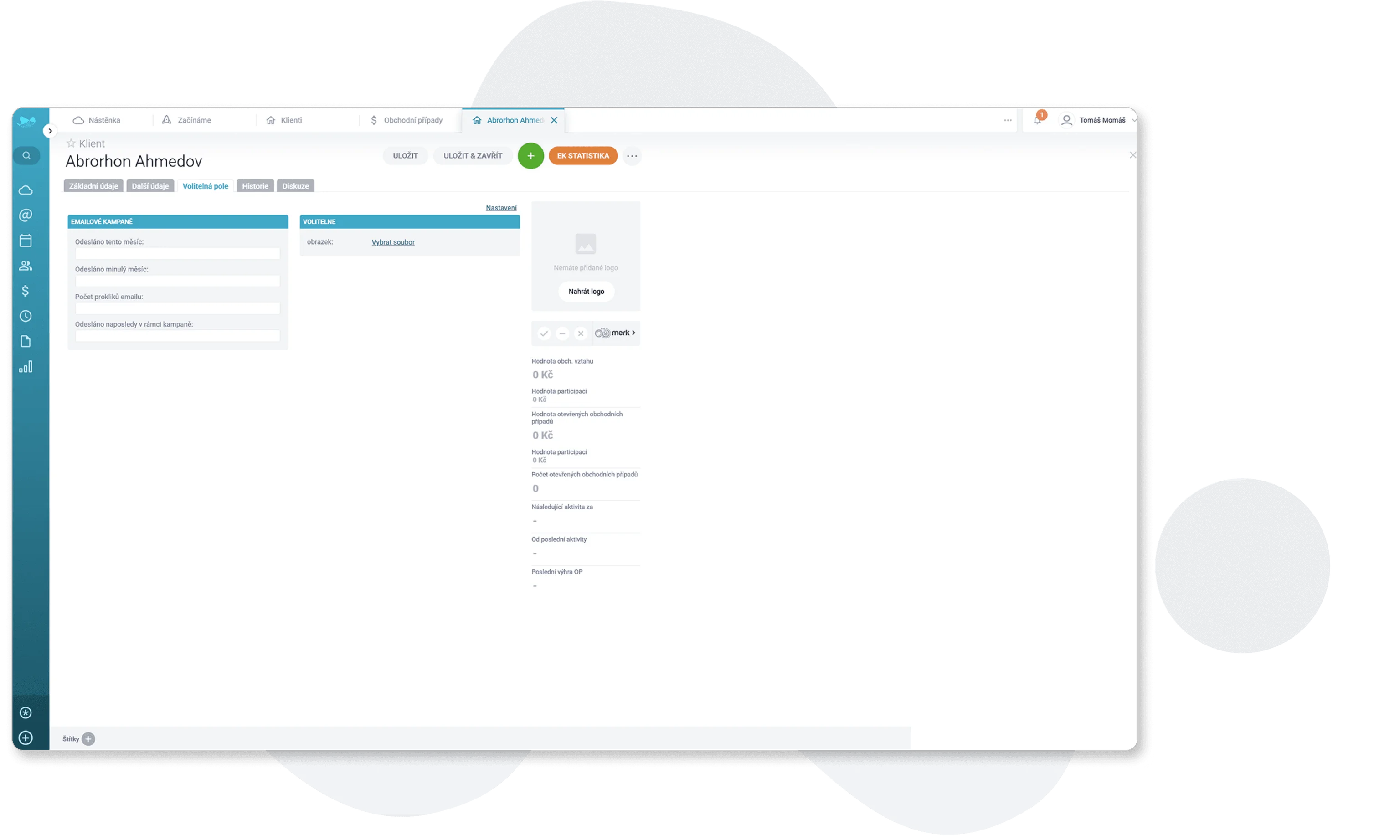 Detail kontaktu a e-mailových kampaní v Raynet CRM