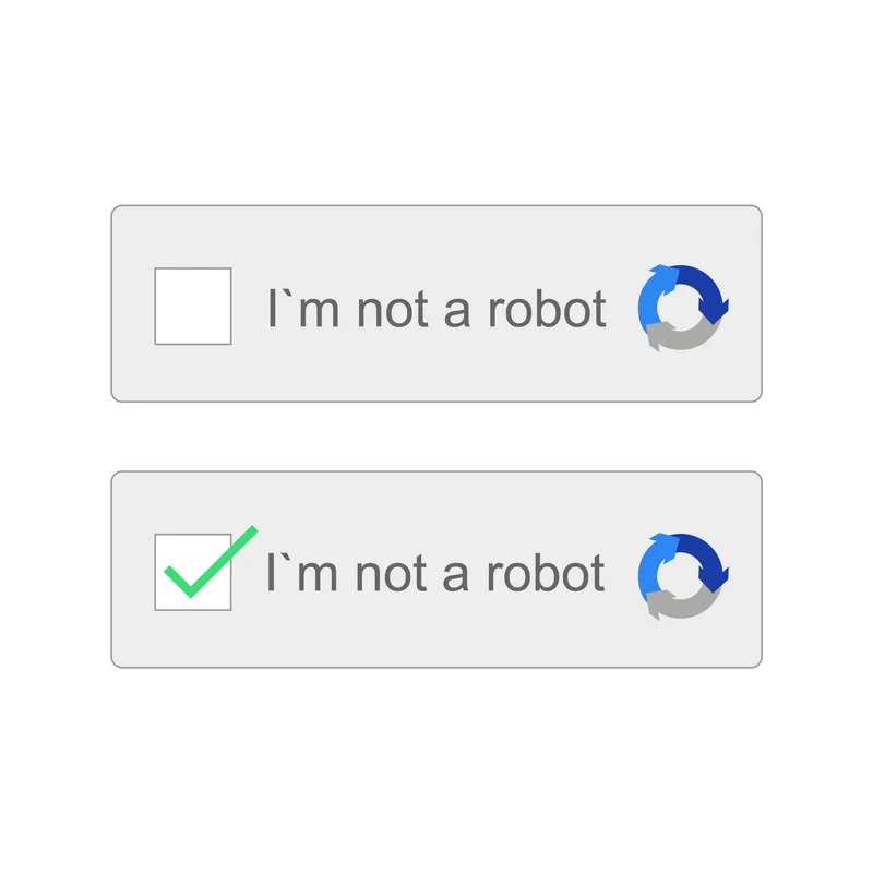Ověření Google reCAPTCHA před a po zaškrtnutí volby Nejsem robot
