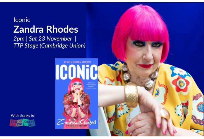 A photograph of Zandra Rhodes looking at camera