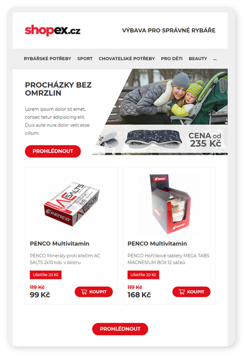 Šablona newsletteru Shopex.cz